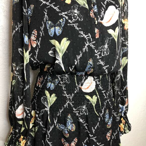 WHBM black floral butterfly Love at First Sight sheer overlay dress size Small - Picture 3 of 16